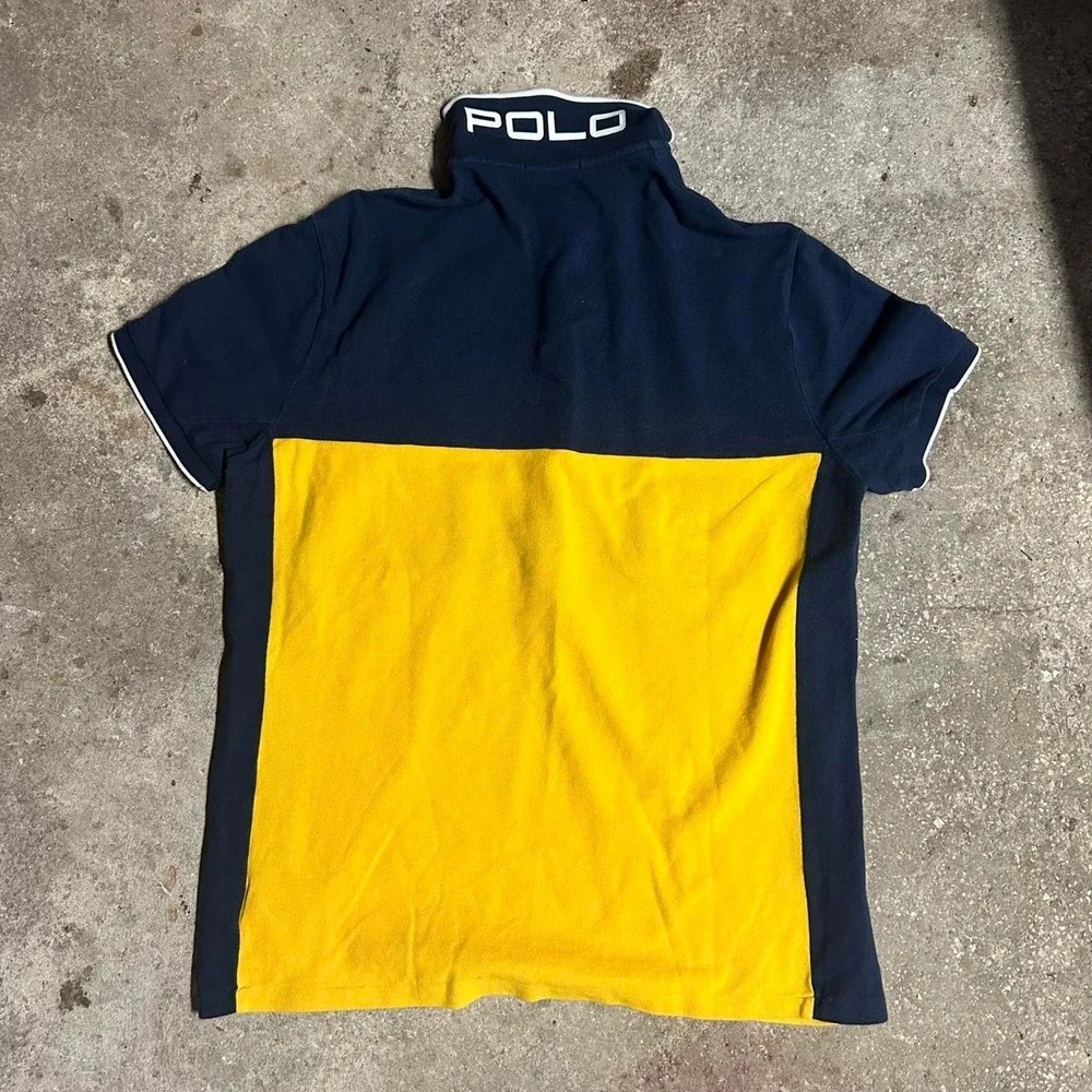 Polo Ralph Lauren yellow navy color block P-15 USA Polo Shirt Size Large